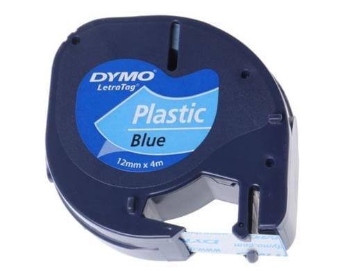 Dymo LetraTag Beschriftungsband, Plastik Blau, 12mm x 4m - fr alle LetraTag Gerte