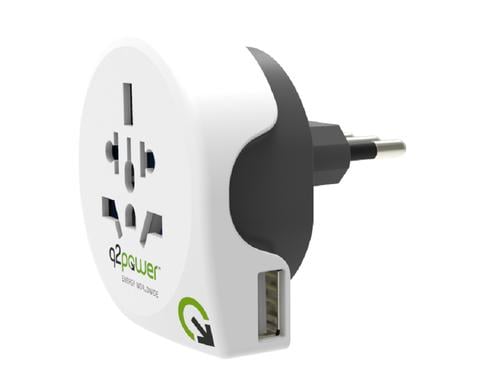 Q2Power Country-Reiseadapter World to Italy, USB