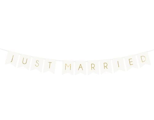 Partydeco Girlande Just Married weiss/gold, 15 x 155 cm