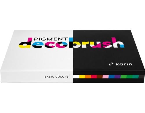 Karin Fasermaler Bruspen Pigment Deco Brush Basic Colours, 12 Stck