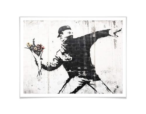 Trenddeko Poster Banksy - Der Blumenwerfer 30x24cm