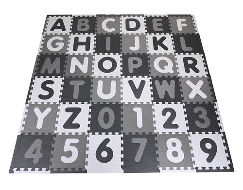 Puzzlematte - Alphabet + Zahlen 36 tlg./30cm grau-weiss