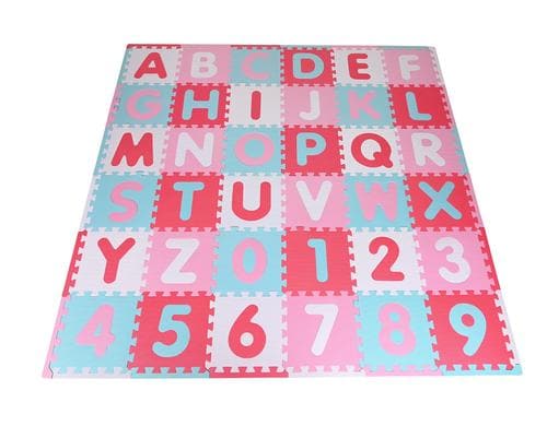 Puzzlematte - Alphabet + Zahlen 36 tlg./30cm pink-rosa