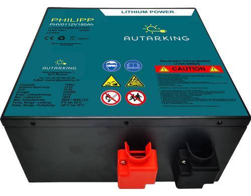 Autarking Philipp Li Batterie 12.8V 180Ah mit App, LiFePO4, 320x120x160mm