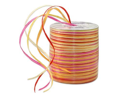 Pattberg Geschenkband Raffia Multi Grsse: 50 m, Farbe: Gelb/Orange/Rot/Rosa