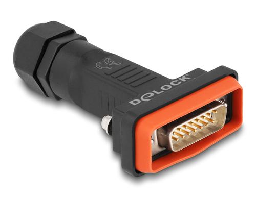Delock D-Sub HD 15 Pin Stecker mit Gehuse, IP67, wasserfest