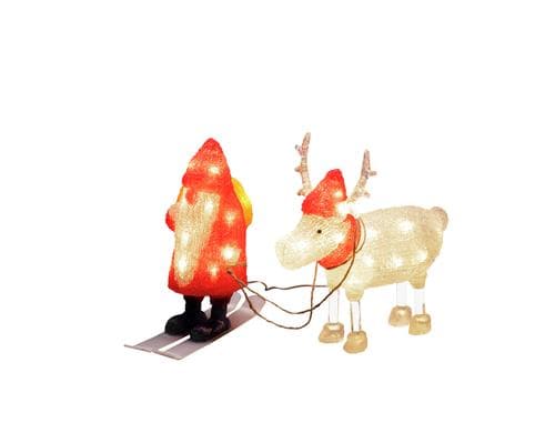 Konstsmide LED Acryl Santa mit Rentier warmweiss, 24V Aussentrafo IP55