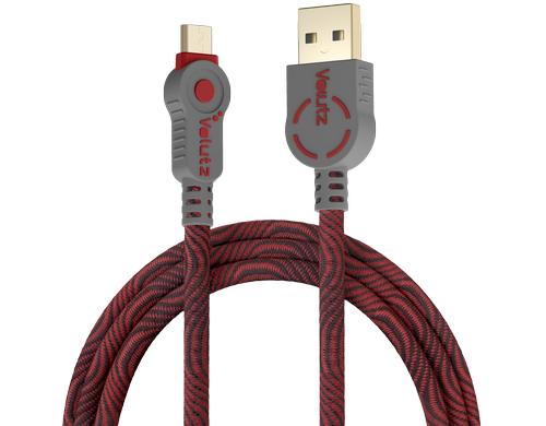 Volutz Armorcord Micro-USB zu USB Kabel 3m, rubinrot