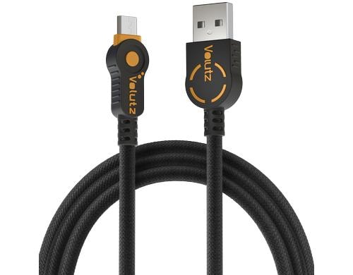 Volutz Equilibrium+ Micro-USB zu USB Kabel 1m, schwarz/orange