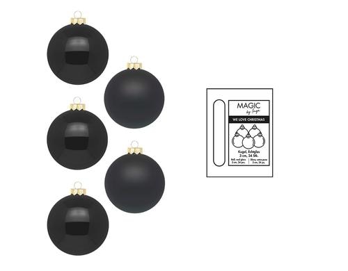 Inge Weihnachtskugeln, Ebony Black 24 Stck, Glas, D: 3 cm