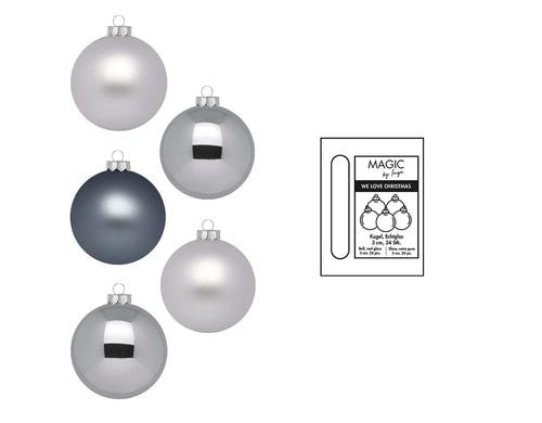 Inge Weihnachtskugel, Hazy Grey, 24 Stk. Glas, D: 3 cm