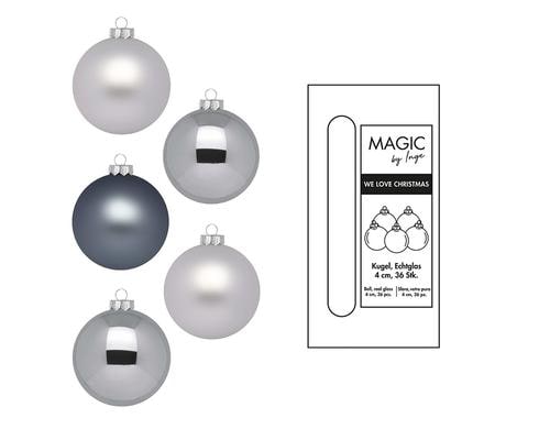 Inge Weihnachtskugel, Hazy Grey, 36 Stk. Glas, D: 4 cm