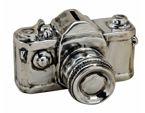 Spardose Kamera in silber aus Keramik B16xT12xH10cm