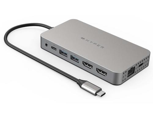HyperDrive 10-in-1 Hub Travel Dock fr MBM1 HDMI, USB-C, Eth, Aux, SD/mSD, USB-A