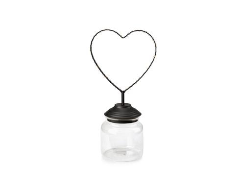 Marksljd Deko-Glas Herz SWEETIE schwarz LED warmweiss, exkl. Batterie 3x AA, Timer