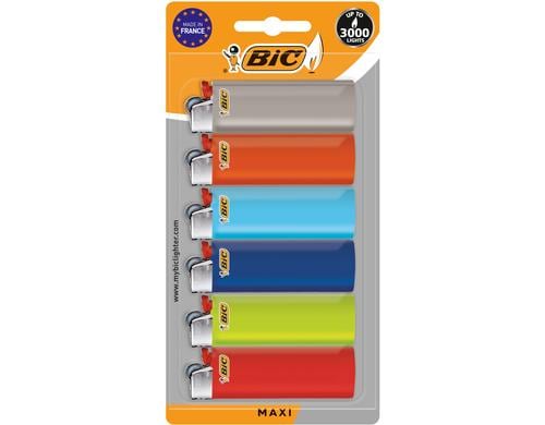BIC J26 Maxi Feuerzeug assortiert - 6er Pack