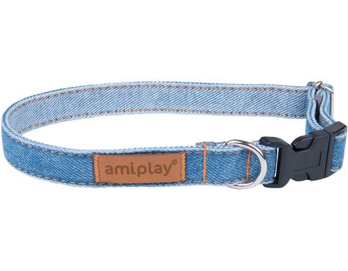Amiplay Halsband Denim L, 20mm/35-50cm hellblau