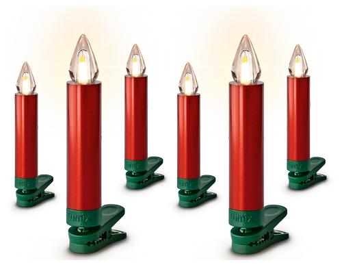 Lumix LED Baumkerze Superlight Flame 6er Erweiterb.Set, red, inkl. Bat., exkl. Fb.