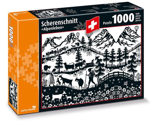 Puzzle Scherenschnitt Alpenleben 1000 Teile