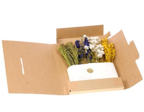 Anjel Trockenblumen-Box, Natur, Gelb-Blau Box 40x40 cm, L: 40 cm