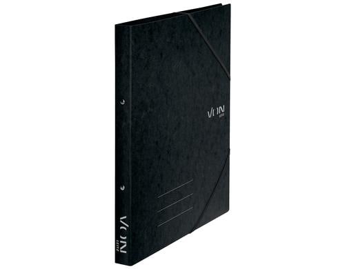 VON Ringbuch A4 mit 2 Ringen mit elastischen Eckbndern, Karton, schwarz