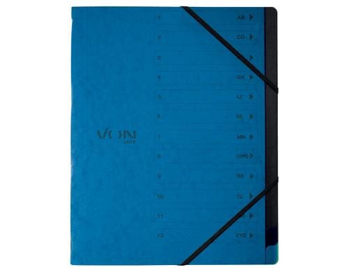VON Ordnungsmappe A4 mit 12 Fchern, Karton blau