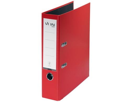 VON Ordner A4, Rckenbreite 80 mm Karton mit PP/Papier, rot