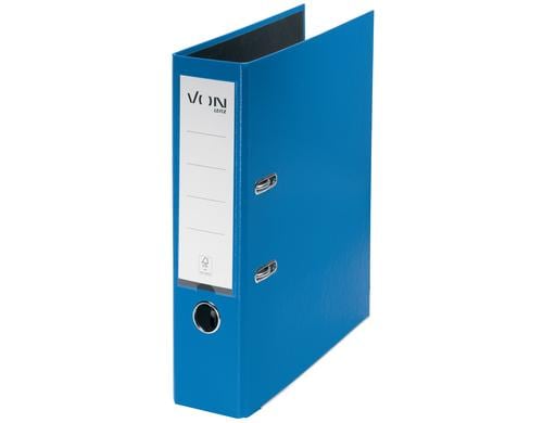 VON Ordner A4, Rckenbreite 80 mm Karton mit PP/Papier, blau