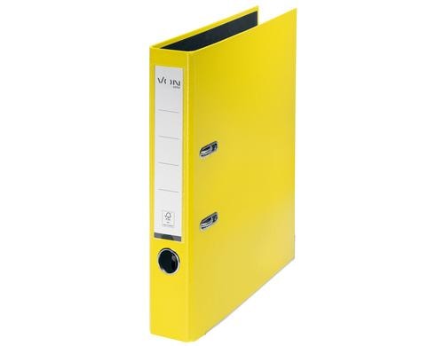 VON Ordner A4, Rckenbreite 50 mm Karton mit PP/Papier, gelb