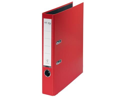 VON Ordner A4, Rckenbreite 50 mm Karton mit PP/Papier, rot