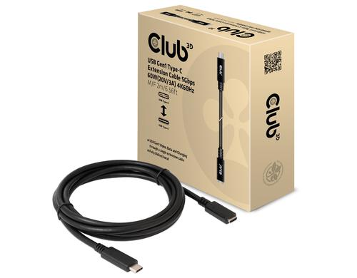Club 3D, USB Type-C Gen1 Verlngerungskabel Kabel, 2.0 Meter, 5Gbps
