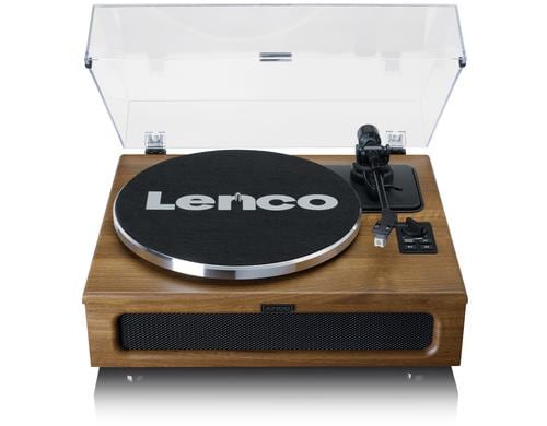 Lenco LS-410WA, Plattenspieler, Braun Riemenantrieb, 33/45 RPM, 4 Lautsprecher