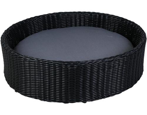greemotionPET Hunde-Sofa Rattan-Optik rund schwarz Gr. M, ca. 85 x 25 x 75 cm