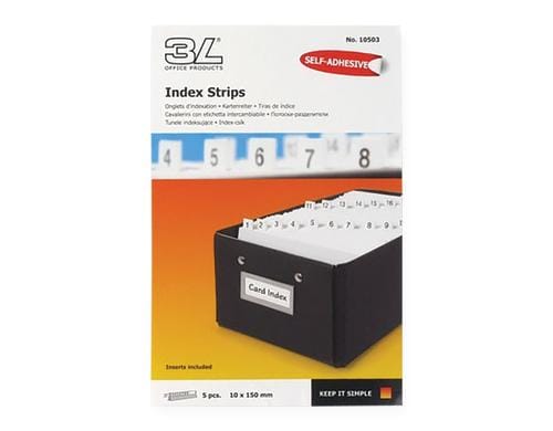 3L Kartenreiter Index Strips Etiketten weiss, bedruckt, 5 Stk