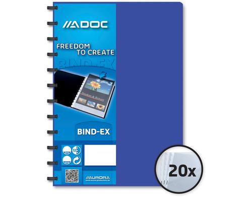 Adoc Sichtbuch Bind-Ex Standard A4, 20 Taschen, blau