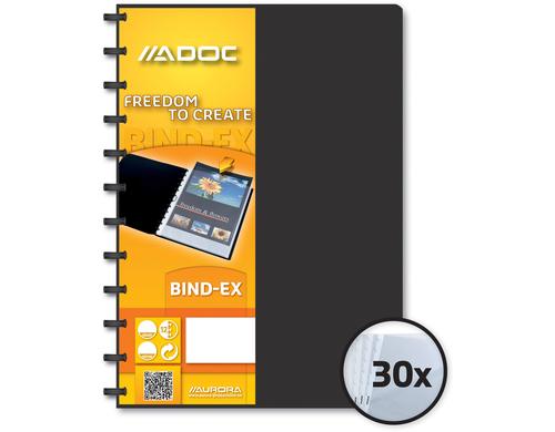 Adoc Sichtbuch Bind-Ex Standard A4, 30 Taschen, schwarz