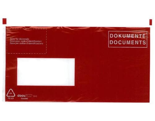 Broline Dokumententasche 250 C6/5, 125 x 245 mm, rot, Fenster rechts