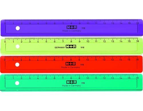 M+R Flachlineal farbig Skala 16 cm