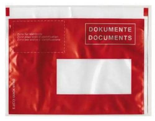 Dokumententasche Dokufix, 250 Stk C6, 120 x 165 mm, rot, Fenster rechts