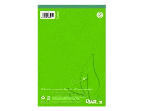 Ursus Green Notizblock Recycling,  5 Stk A5, 4 mm kariert