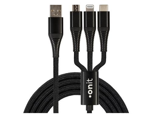 onit USB-Multi-Kabel schwarz 0.2m USB 2.0 / 30W, nur Ladekabel