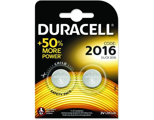 Duracell Lithium CR2016, 2 Stk 3 Volt, 1 Stck