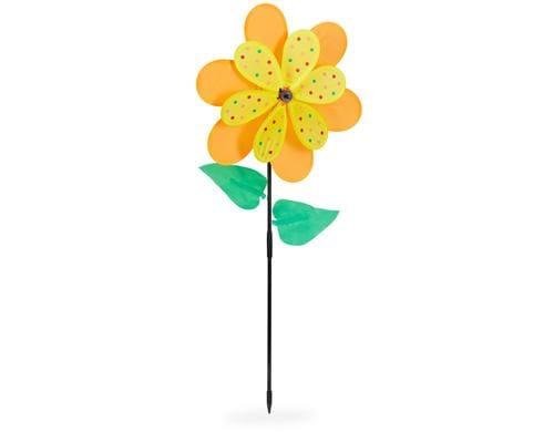 relaxdays Windrad Blume, Gelb-Orange Polyester, Fiberglas, 84x36x11 cm (HxBxT)