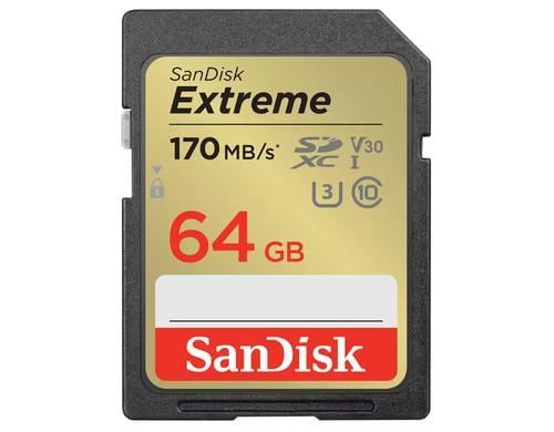 SanDisk SDXC Card Extreme 64GB Lesen 170MB/s, Schreiben 80MB/s