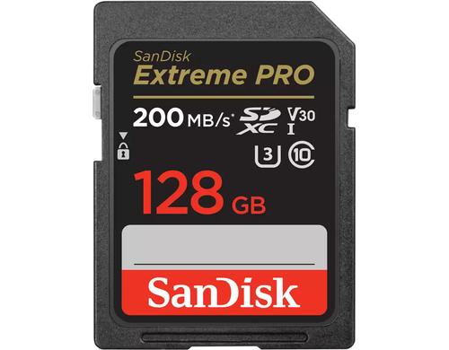 SanDisk SDXC Card Extreme Pro 128GB Lesen 200MB/s, Schreiben 140MB/s