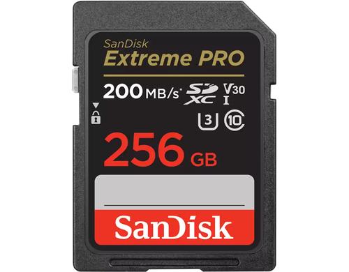 SanDisk SDXC Card Extreme Pro 256GB Lesen 200MB/s, Schreiben 140MB/s
