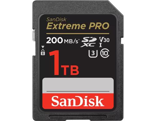 SanDisk SDXC Card Extreme Pro 1TB Lesen 200MB/s, Schreiben 140MB/s