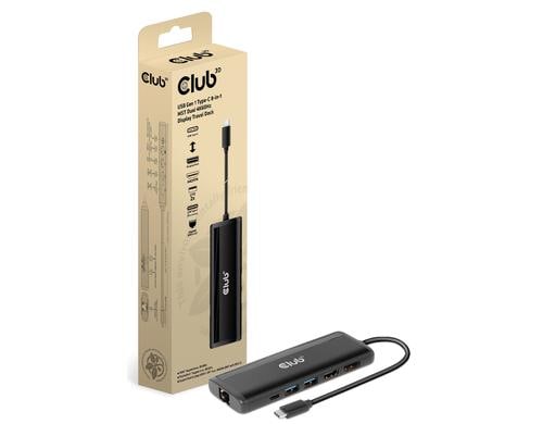 Club 3D, Dockingstation USB Type-C Ausgang: HDMI, DVI, USB, RJ45, DP, SD
