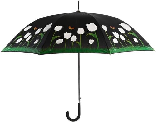 Esschert Design Regenschirm Tulpen schwarz/farbverndernd, 116.5x91.2 cm (DxH)