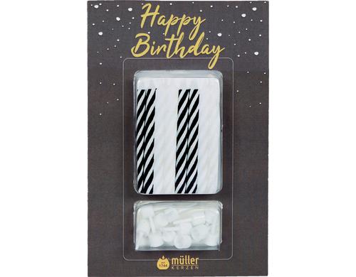 Mller Geburtstagskerzen+Halter 24 Kerzen, 12 Halter 6x0.5 cm